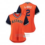 Camiseta Beisbol Mujer Houston Astros Alex Bregman 2018 LLWS Players Weekend A Breg Orange