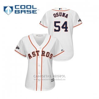 Camiseta Beisbol Mujer Houston Astros Roberto Osuna 2019 Postemporada Cool Base Blanco