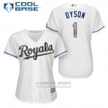 Camiseta Beisbol Mujer Kansas City Royals 1 Jarrod Dyson Blanco 2017 Cool Base