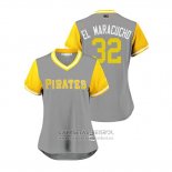 Camiseta Beisbol Mujer Pittsburgh Pirates Elias Diaz 2018 LLWS Players Weekend El Maracucho Gris