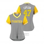 Camiseta Beisbol Mujer Pittsburgh Pirates Jordan Luplow 2018 LLWS Players Weekend Luplow Gris