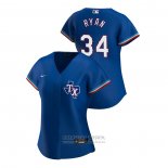 Camiseta Beisbol Mujer Texas Rangers Nolan Ryan 2020 Replica Alterno Azul