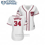 Camiseta Beisbol Mujer Washington Nationals Bryce Harper 2018 All Star Cool Base Blanco