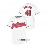 Camiseta Beisbol Nino Cleveland Indians Carlos Santana Replica Primera Blanco