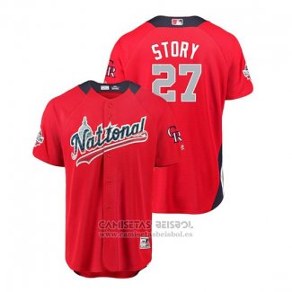 Camiseta Beisbol Hombre All Star Colorado Rockies Trevor Story 2018 Home Run Derby National League Rojo