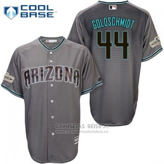 Camiseta Beisbol Hombre Arizona Diamondbacks 2017 Postemporada 44 Paul Goldschmidt Gris Cool Base