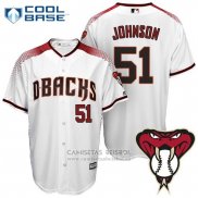Camiseta Beisbol Hombre Arizona Diamondbacks 51 Randy Johnson Blanco2 Cool Base