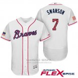 Camiseta Beisbol Hombre Atlanta Braves 2017 Estrellas y Rayas 3 Dansby Swanson Blanco Flex Base