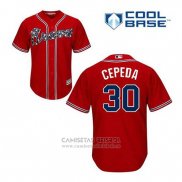 Camiseta Beisbol Hombre Atlanta Braves 30 Orlando Cepeda Rojo Alterno Cool Base