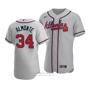 Camiseta Beisbol Hombre Atlanta Braves Abraham Almonte Autentico Road Gris