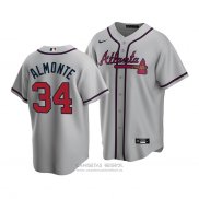 Camiseta Beisbol Hombre Atlanta Braves Abraham Almonte Replica Gris