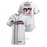 Camiseta Beisbol Hombre Atlanta Braves Austin Riley 2020 Stars & Stripes 4th of July Blanco