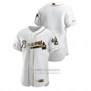 Camiseta Beisbol Hombre Atlanta Braves Golden Edition Autentico Blanco
