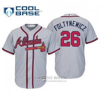 Camiseta Beisbol Hombre Atlanta Braves Mike Foltynewicz Cool Base Road 2019 Gris
