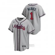 Camiseta Beisbol Hombre Atlanta Braves Ozzie Albies 2020 Replica Road Gris