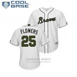 Camiseta Beisbol Hombre Atlanta Braves Tyler Flowers 2018 Dia de los Caidos Cool Base Blanco