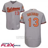 Camiseta Beisbol Hombre Baltimore Orioles 13 Manny Machado Autentico Collection Flex Base Gris