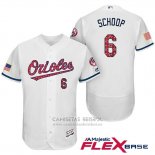 Camiseta Beisbol Hombre Baltimore Orioles 2017 Estrellas Y Rayas 6 Jonathan Schoop Blanco Flex Base