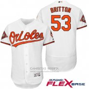 Camiseta Beisbol Hombre Baltimore Orioles 53 Zach Britton Blanco 2017 Flex Base