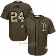 Camiseta Beisbol Hombre Boston Red Sox 24 David Price Verde Salute To Service