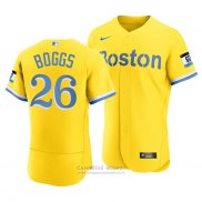 Camiseta Beisbol Hombre Boston Red Sox Wade Boggs 2021 City Connect Autentico Oro