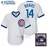 Camiseta Beisbol Hombre Chicago Cubs 14 Ernie Banks Blanco Cool Base Cooperstown