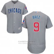 Camiseta Beisbol Hombre Chicago Cubs 9 Javier Baez Autentico Collection Flex Base Gris