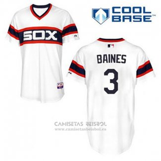 Camiseta Beisbol Hombre Chicago White Sox Harold Baines 3 Blanco Alterno Cool Base