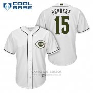 Camiseta Beisbol Hombre Cincinnati Reds 15 Dilson Herrera Blanco 2018 Alterno Cool Base