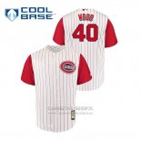 Camiseta Beisbol Hombre Cincinnati Reds Alex Wood Throwback 1961 Cool Base Blanco Rojo