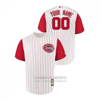 Camiseta Beisbol Hombre Cincinnati Reds Personalizada Throwback 1961 Cool Base Blanco Rojo