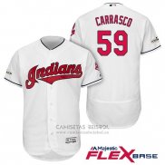 Camiseta Beisbol Hombre Cleveland Indians 2017 Postemporada Carlos Carrasco Blanco Flex Base