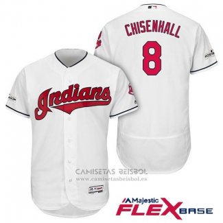 Camiseta Beisbol Hombre Cleveland Indians 2017 Postemporada Lonnie Chisenhall Blanco Flex Base