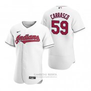Camiseta Beisbol Hombre Cleveland Indians Carlos Carrasco Autentico 2020 Primera Blanco