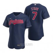 Camiseta Beisbol Hombre Cleveland Indians Myles Straw Autentico Azul