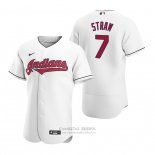 Camiseta Beisbol Hombre Cleveland Indians Myles Straw Autentico Primera Blanco