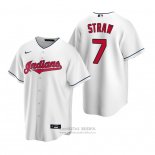 Camiseta Beisbol Hombre Cleveland Indians Myles Straw Replica Primera Blanco