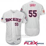 Camiseta Beisbol Hombre Colorado Rockies 2017 Estrellas y Rayas Jon Gray 55 Blanco Flex Base