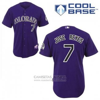 Camiseta Beisbol Hombre Colorado Rockies Jose Reyes 7 Violeta Alterno Cool Base