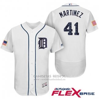 Camiseta Beisbol Hombre Detroit Tigers 2017 Estrellas y Rayas Victor Martinez Blanco Flex Base