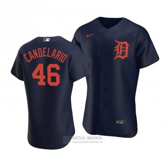 Camiseta Beisbol Hombre Detroit Tigers Jeimer Candelario Autentico Alterno Azul