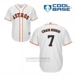 Camiseta Beisbol Hombre Houston Astros Craig Biggio 7 Blanco Primera Cool Base