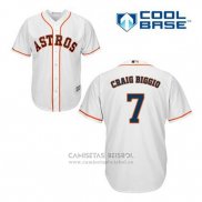 Camiseta Beisbol Hombre Houston Astros Craig Biggio 7 Blanco Primera Cool Base