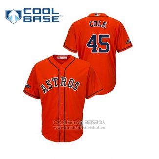 Camiseta Beisbol Hombre Houston Astros Gerrit Cole 2019 Postemporada Cool Base Naranja