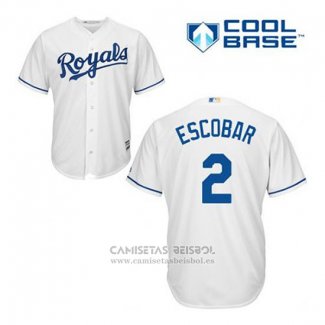 Camiseta Beisbol Hombre Kansas City Royals Alcides Escobar 2 Blanco Primera Cool Base