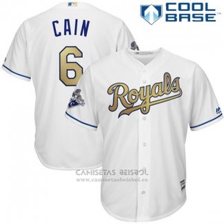 Camiseta Beisbol Hombre Kansas City Royals Lorenzo Cain Blanco Cool Base