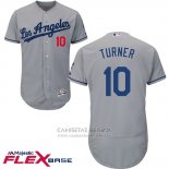 Camiseta Beisbol Hombre Los Angeles Dodgers 10 Justin Turner Gris 2017 Flex Base