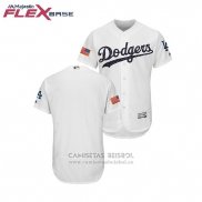 Camiseta Beisbol Hombre Los Angeles Dodgers 2018 Stars & Stripes Flex Base Blanco