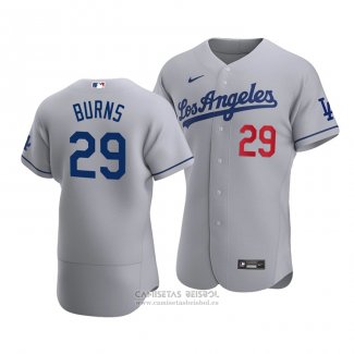 Camiseta Beisbol Hombre Los Angeles Dodgers Andy Burns Autentico Road Gris