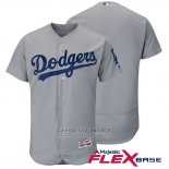 Camiseta Beisbol Hombre Los Angeles Dodgers Autentico Collection Gris Flex Base